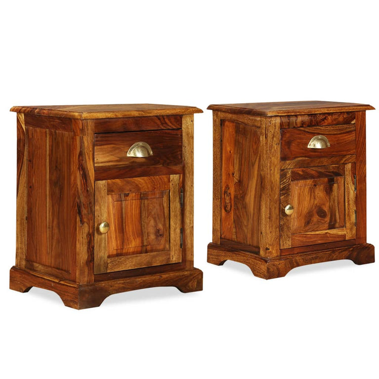 Nachtkastjes 2 st 40x30x50 massief sheeshamhout MeubelReus