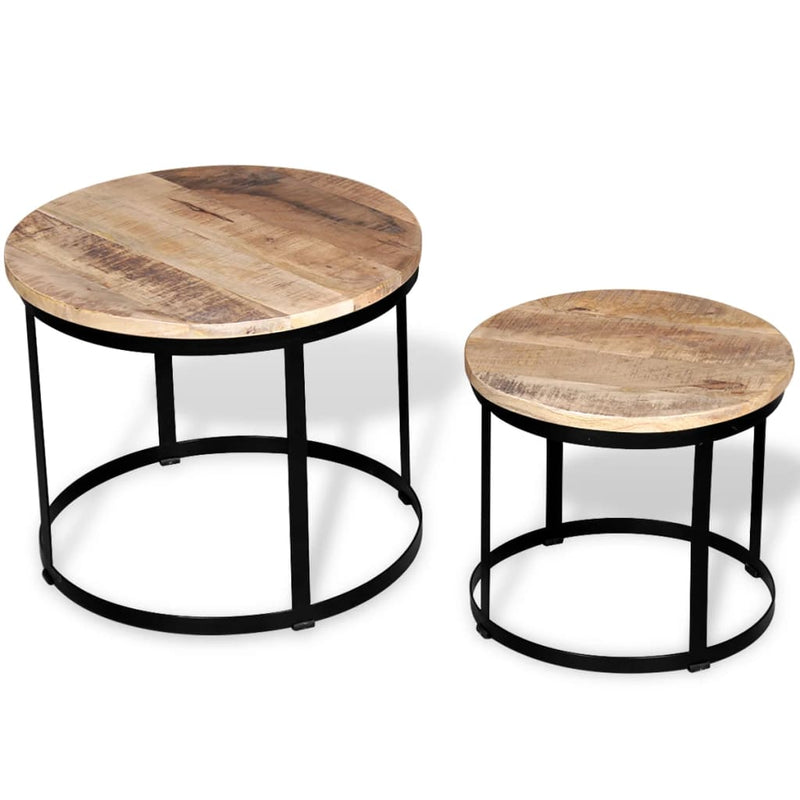 2-delige Salontafelset rond 40/50 cm ruw mangohout MeubelReus