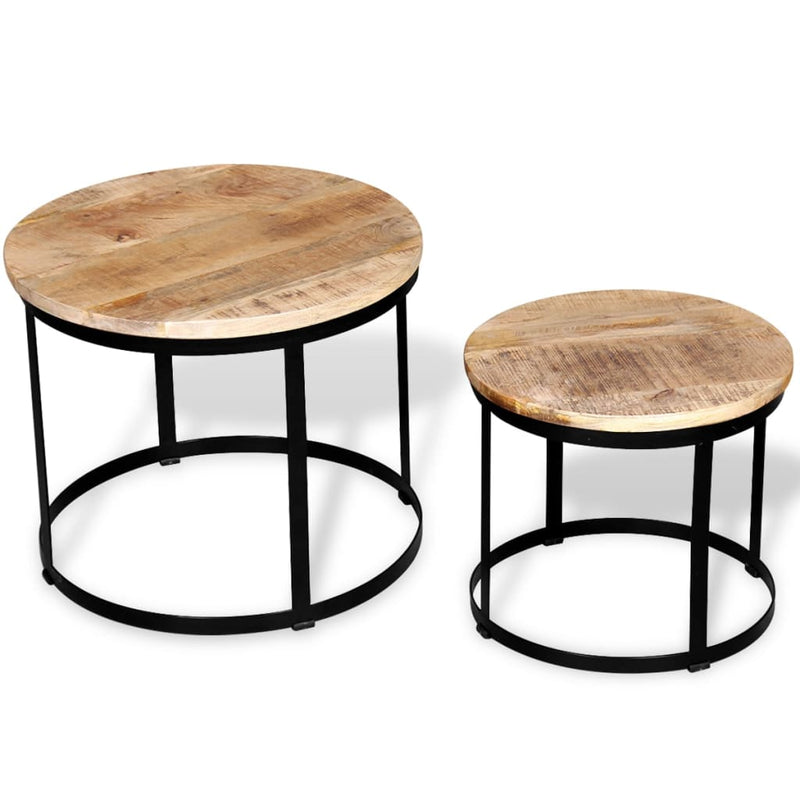 2-delige Salontafelset rond 40/50 cm ruw mangohout MeubelReus