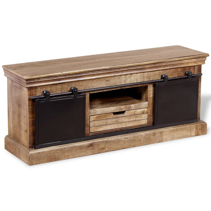 Tv-meubel met 2 schuifdeuren 110x30x45 cm massief mangohout MeubelReus