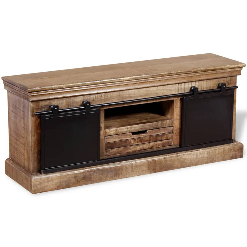 Tv-meubel met 2 schuifdeuren 110x30x45 cm massief mangohout MeubelReus