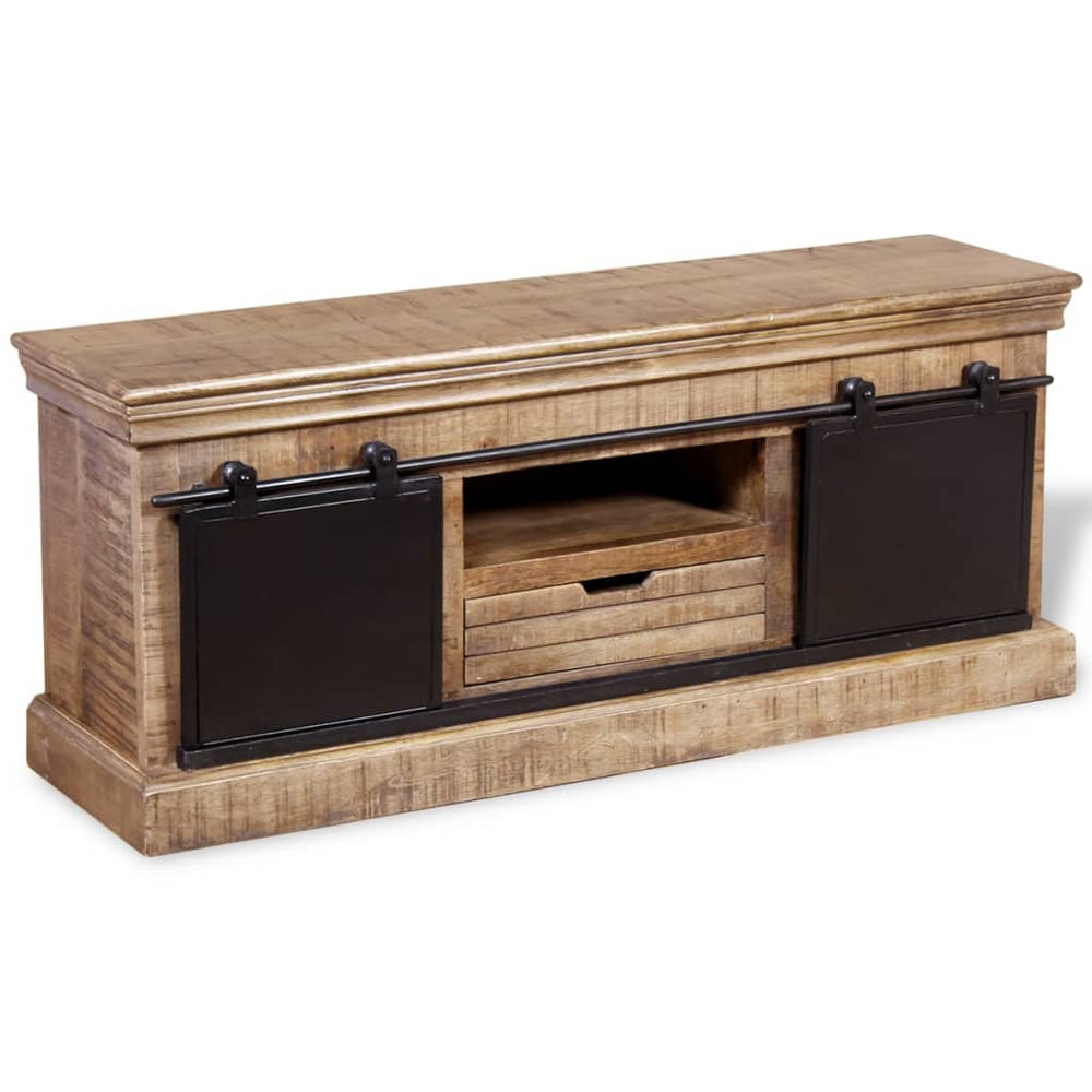 Tv-meubel met 2 schuifdeuren 110x30x45 cm massief mangohout MeubelReus