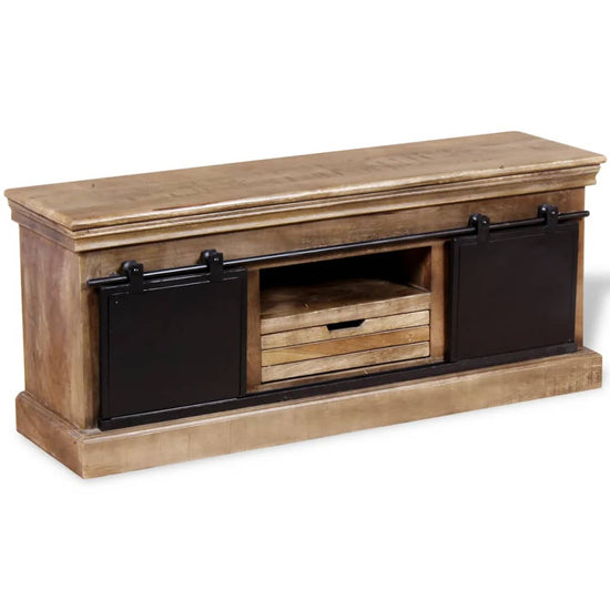 Tv-meubel met 2 schuifdeuren 110x30x45 cm massief mangohout MeubelReus