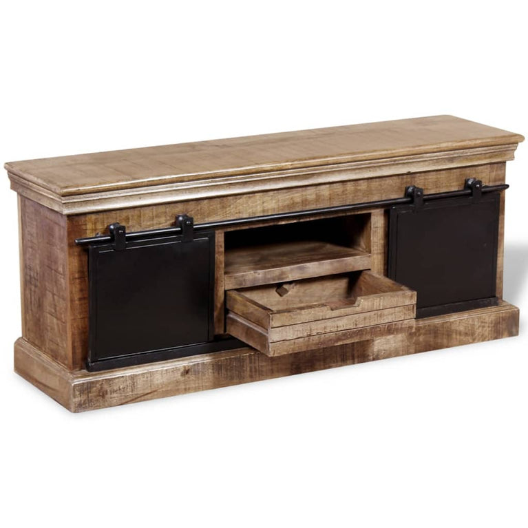 Tv-meubel met 2 schuifdeuren 110x30x45 cm massief mangohout MeubelReus
