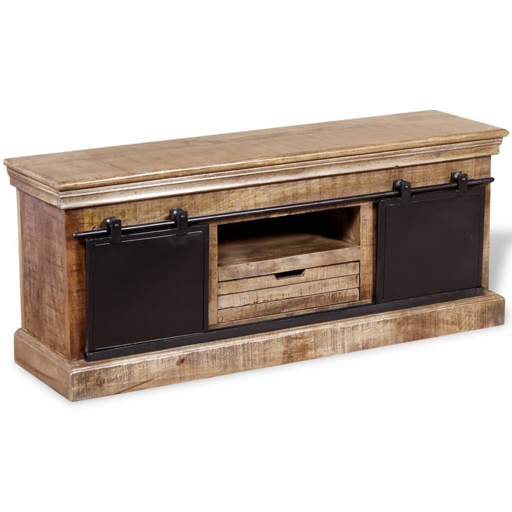 Tv-meubel met 2 schuifdeuren 110x30x45 cm massief mangohout MeubelReus