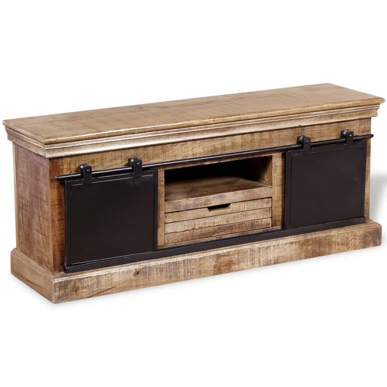 Tv-meubel met 2 schuifdeuren 110x30x45 cm massief mangohout MeubelReus