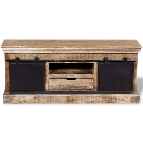 Tv-meubel met 2 schuifdeuren 110x30x45 cm massief mangohout MeubelReus