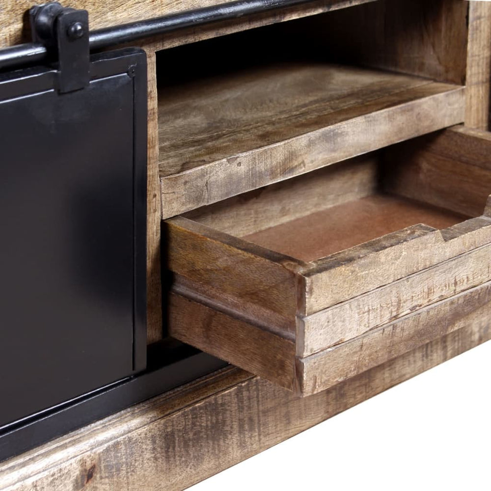 Tv-meubel met 2 schuifdeuren 110x30x45 cm massief mangohout MeubelReus