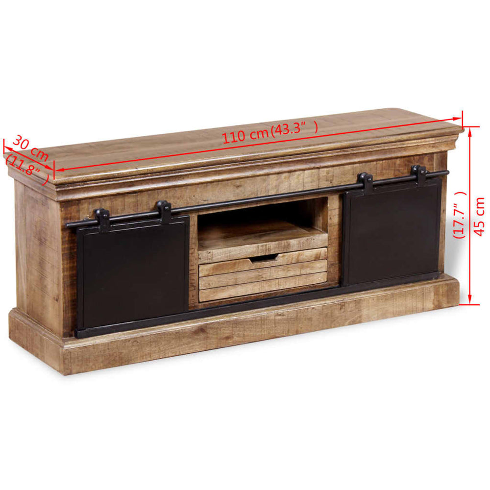 Tv-meubel met 2 schuifdeuren 110x30x45 cm massief mangohout MeubelReus