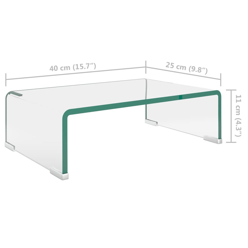Tv-meubel/monitorverhoger transparant 40x25x11 cm glas MeubelReus