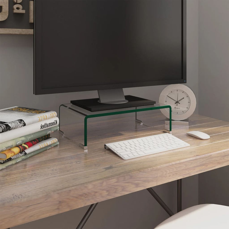 Tv-meubel/monitorverhoger transparant 40x25x11 cm glas MeubelReus