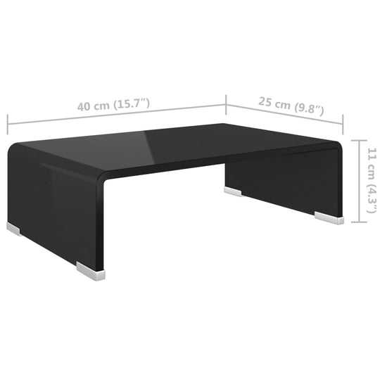 Tv-meubel/monitorverhoger zwart 40x25x11 cm glas MeubelReus