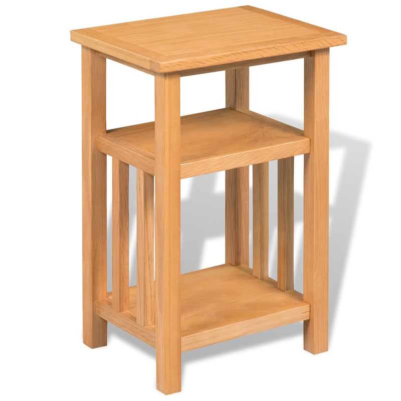 Bijzettafel met tijdschrifthouder 27x35x55 cm massief eikenhout MeubelReus