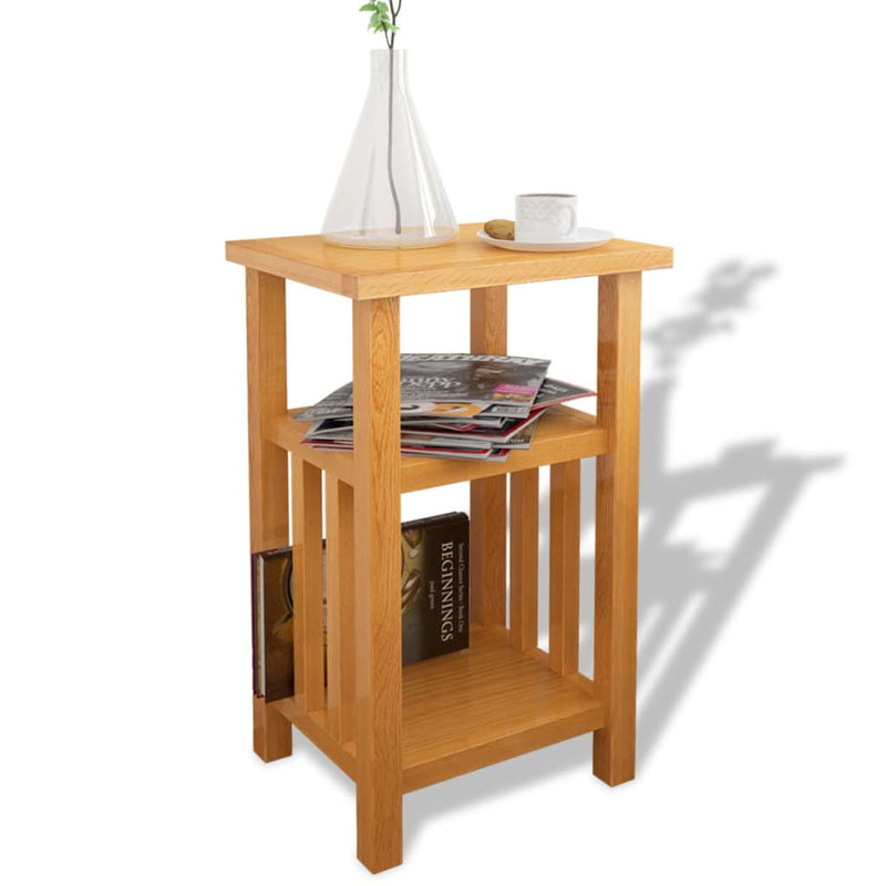 Bijzettafel met tijdschrifthouder 27x35x55 cm massief eikenhout MeubelReus