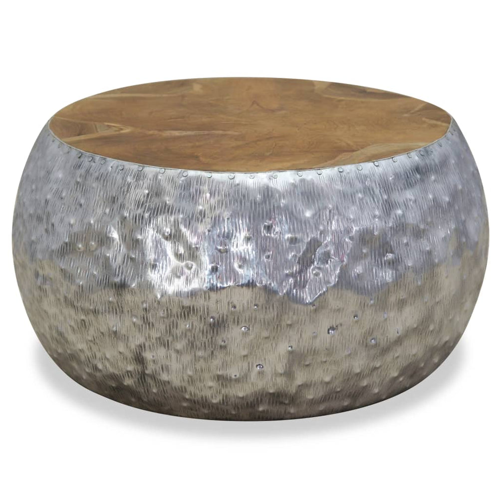 Salontafel 60x60x30 cm aluminium teakhout MeubelReus