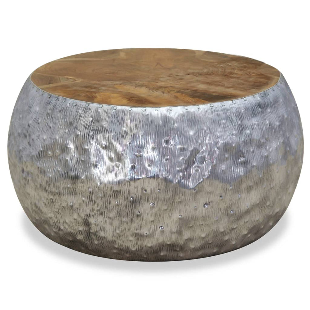 Salontafel 60x60x30 cm aluminium teakhout MeubelReus