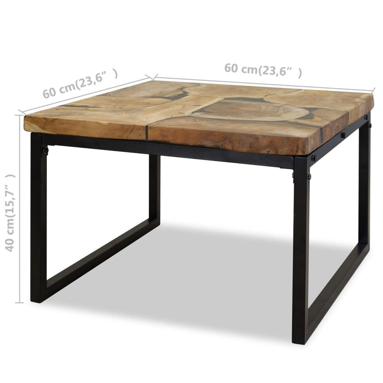 Salontafel 60x60x40 cm teakhout en hars MeubelReus