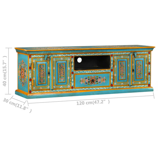 Tv-meubel handgeschilderd massief mangohout blauw MeubelReus