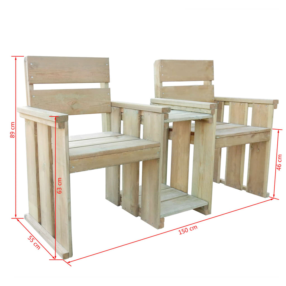 Tuinbank 2-zits 150 cm geïmpregneerd grenenhout MeubelReus