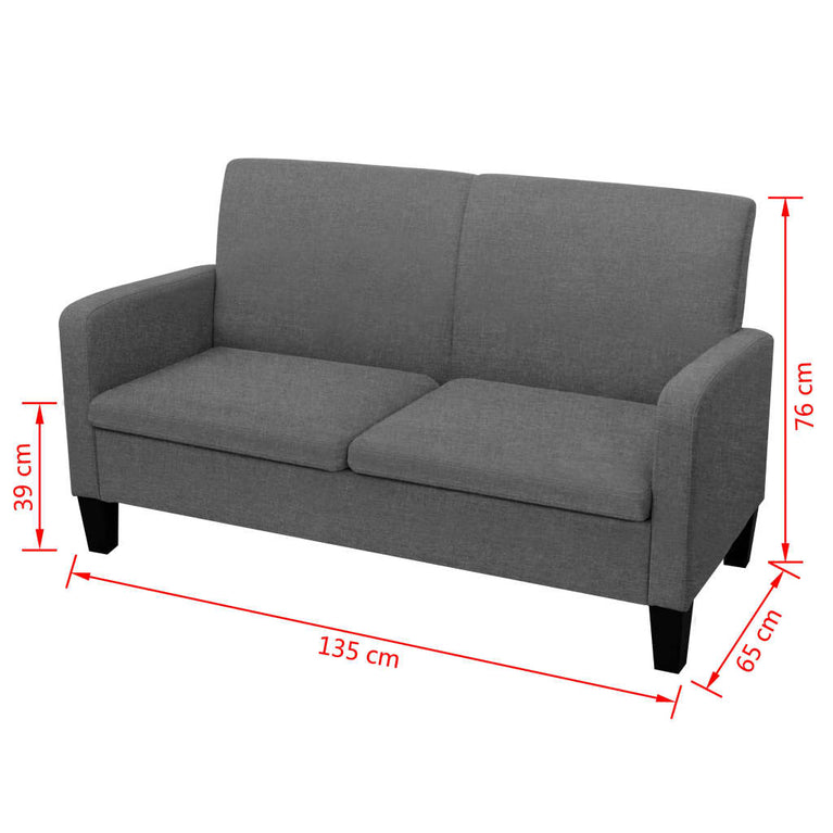 Tweezitsbank 135x65x76 cm donkergrijs MeubelReus
