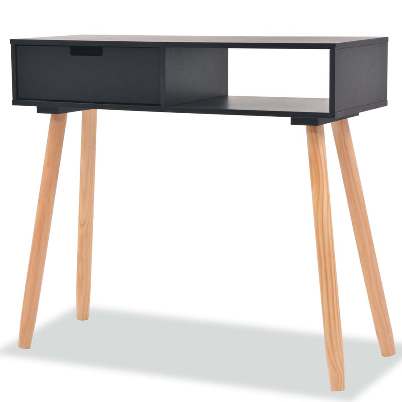 Wandtafel 80x30x72 cm massief grenenhout zwart MeubelReus