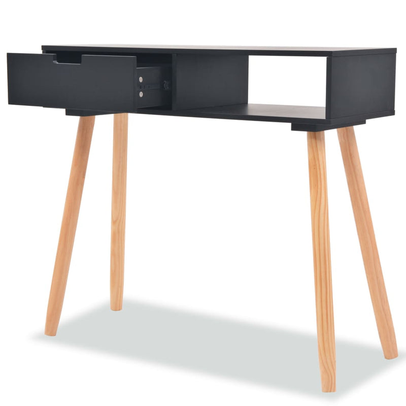 Wandtafel 80x30x72 cm massief grenenhout zwart MeubelReus