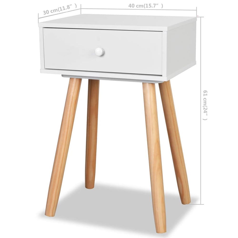 Nachtkastjes 2 st 40x30x61 cm massief grenenhout wit MeubelReus