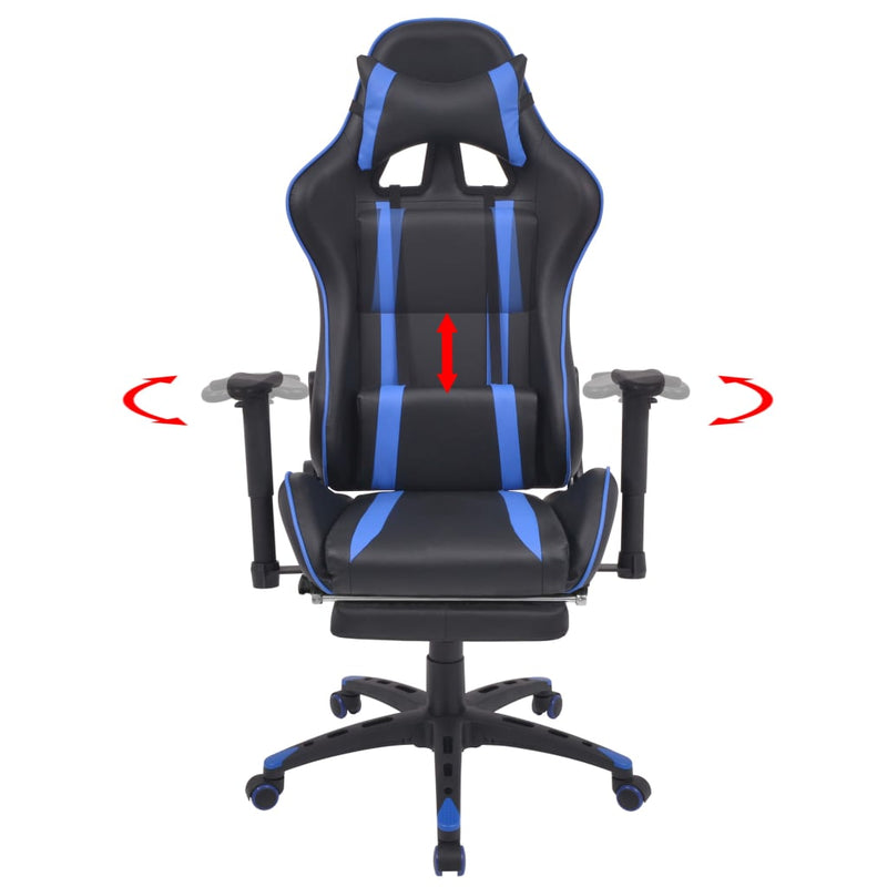Bureau-/gamestoel verstelbaar met voetensteun blauw MeubelReus