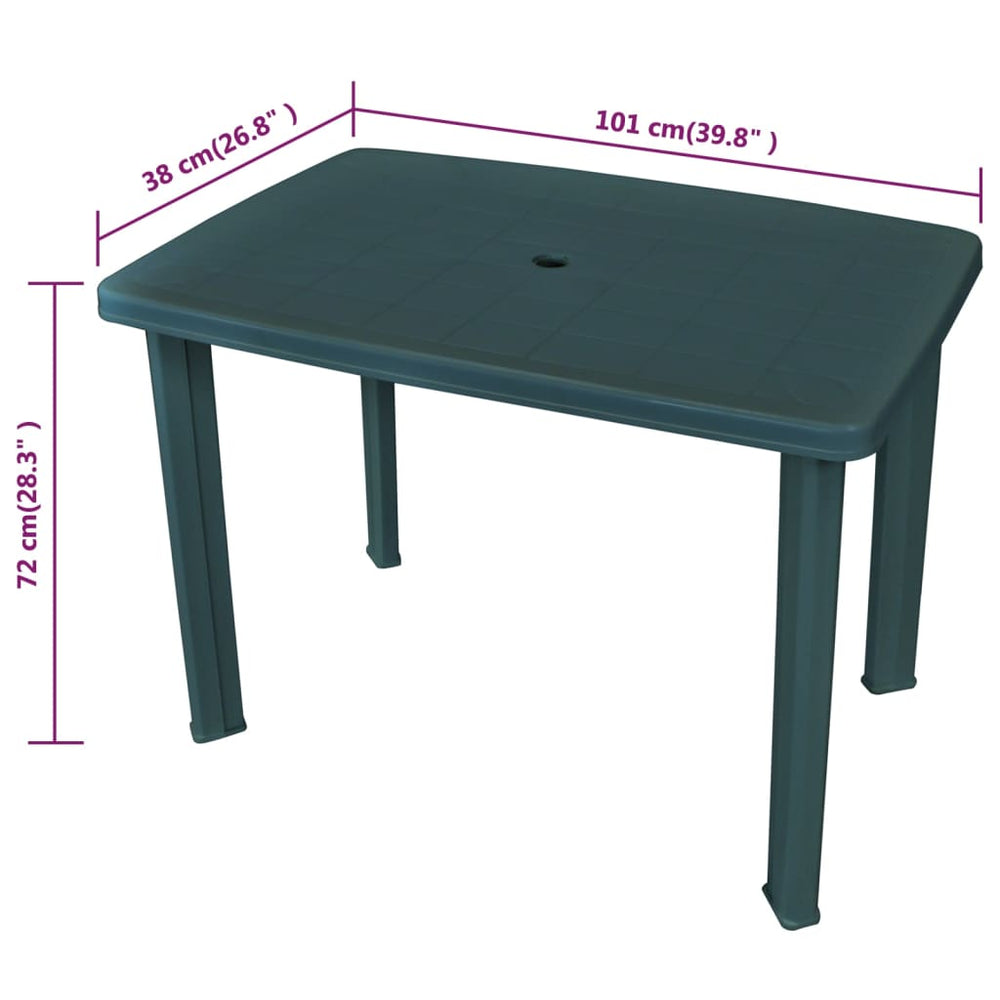 Tuintafel 101x68x72 cm kunststof groen MeubelReus