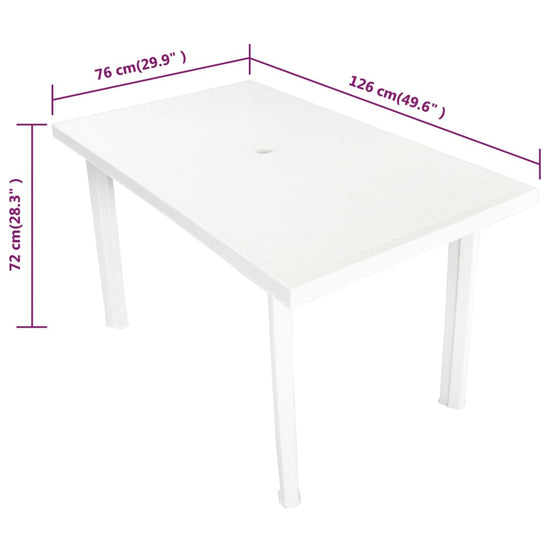 Tuintafel 126x76x72 cm kunststof wit MeubelReus