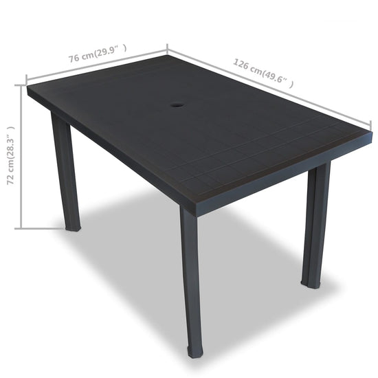 Tuintafel 126x76x72 cm kunststof antraciet MeubelReus