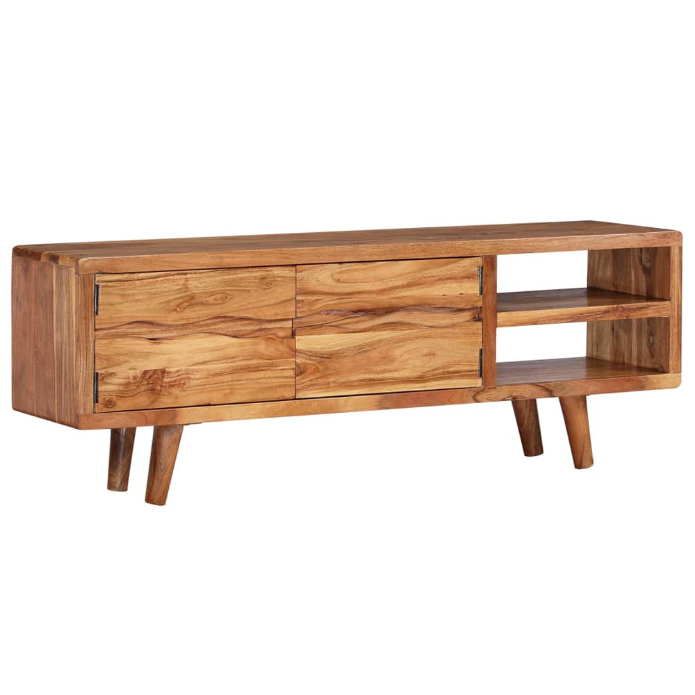 Tv-meubel met bewerkte deuren 117x30x40 cm massief acaciahout MeubelReus