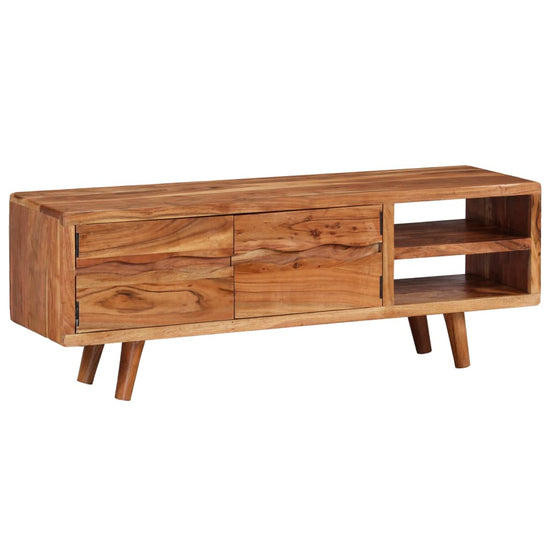Tv-meubel met bewerkte deuren 117x30x40 cm massief acaciahout MeubelReus