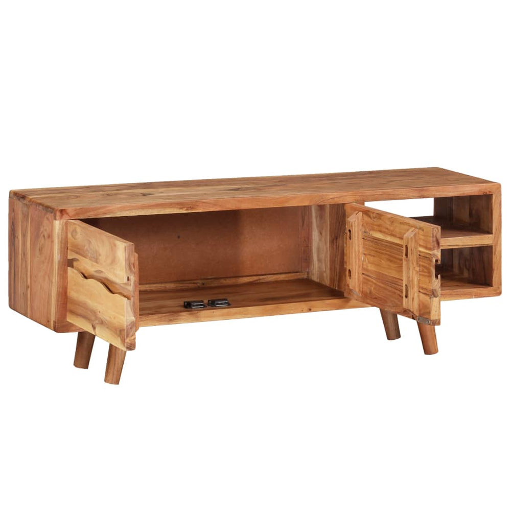 Tv-meubel met bewerkte deuren 117x30x40 cm massief acaciahout MeubelReus