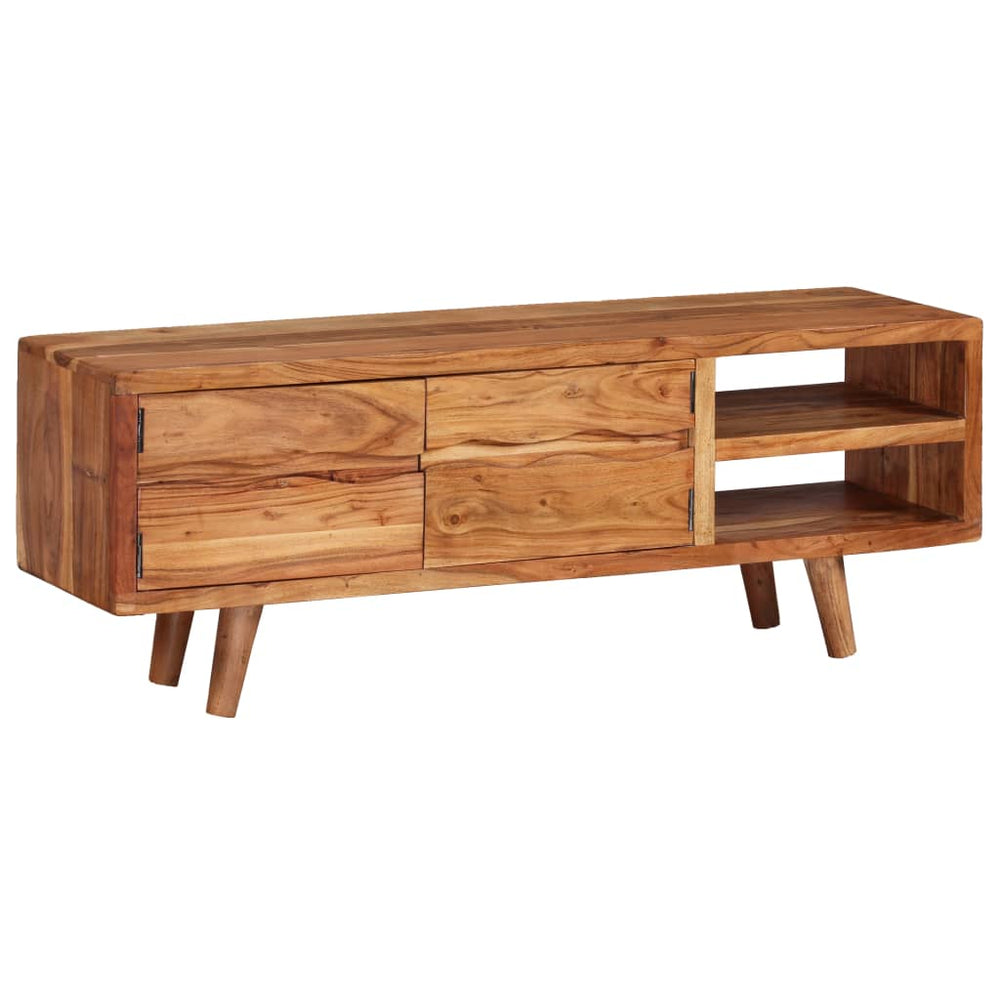 Tv-meubel met bewerkte deuren 117x30x40 cm massief acaciahout MeubelReus