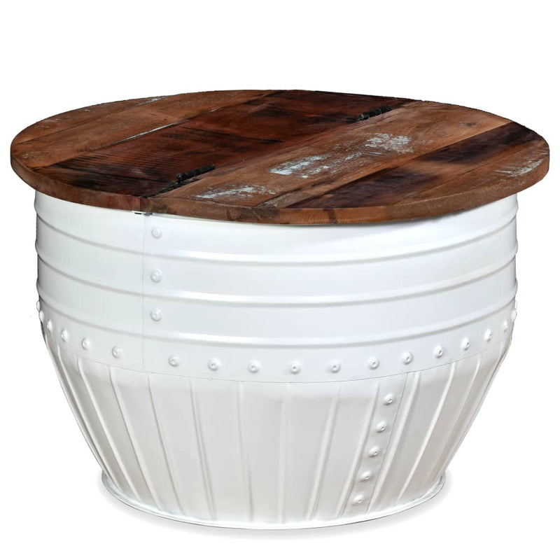 Salontafel tonvormig massief gerecycled hout wit MeubelReus