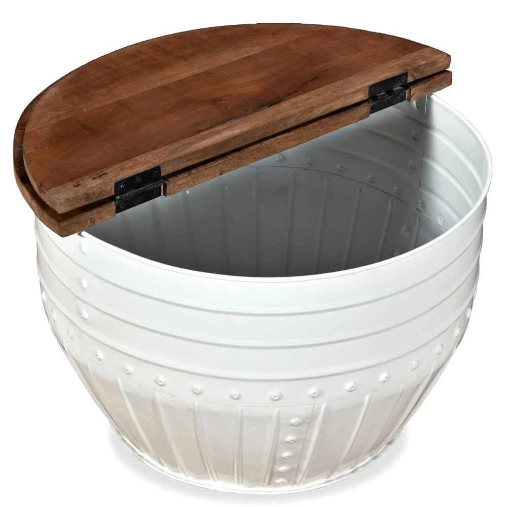 Salontafel tonvormig massief gerecycled hout wit MeubelReus