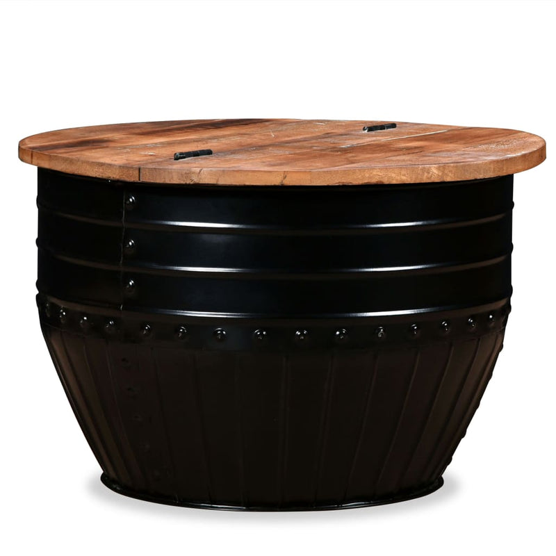 Salontafel tonvormig massief gerecycled hout zwart MeubelReus