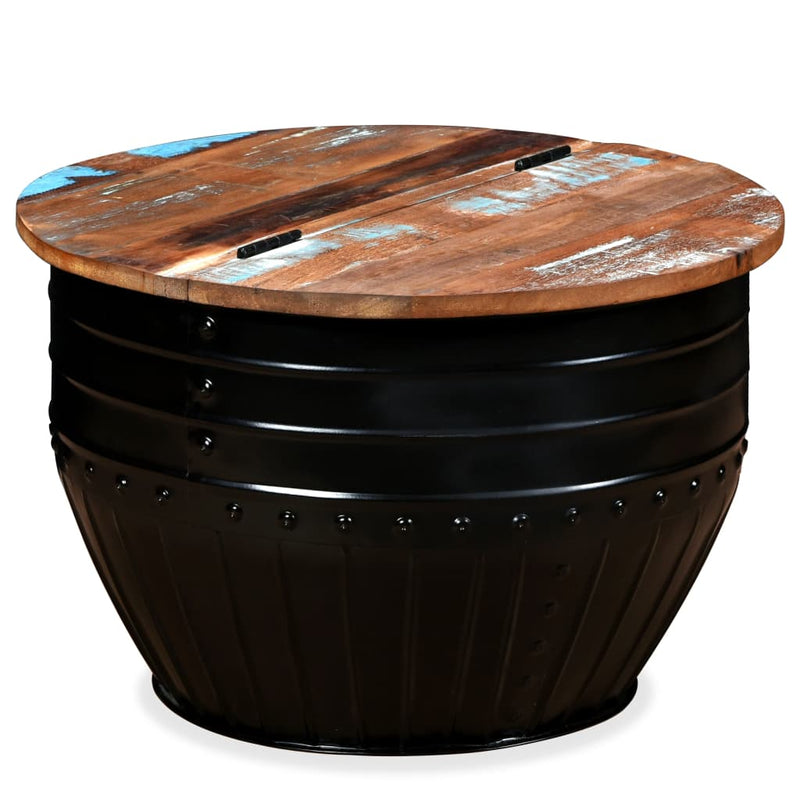 Salontafel tonvormig massief gerecycled hout zwart MeubelReus