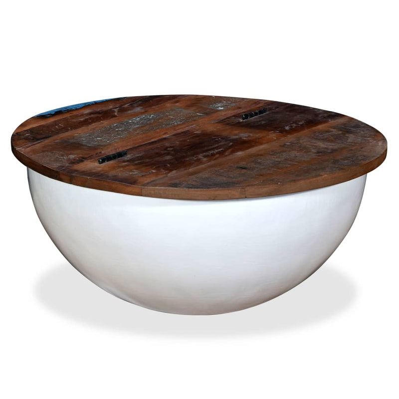 Salontafel komvormig massief gerecycled hout wit MeubelReus