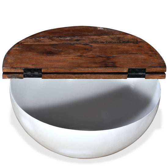 Salontafel komvormig massief gerecycled hout wit MeubelReus