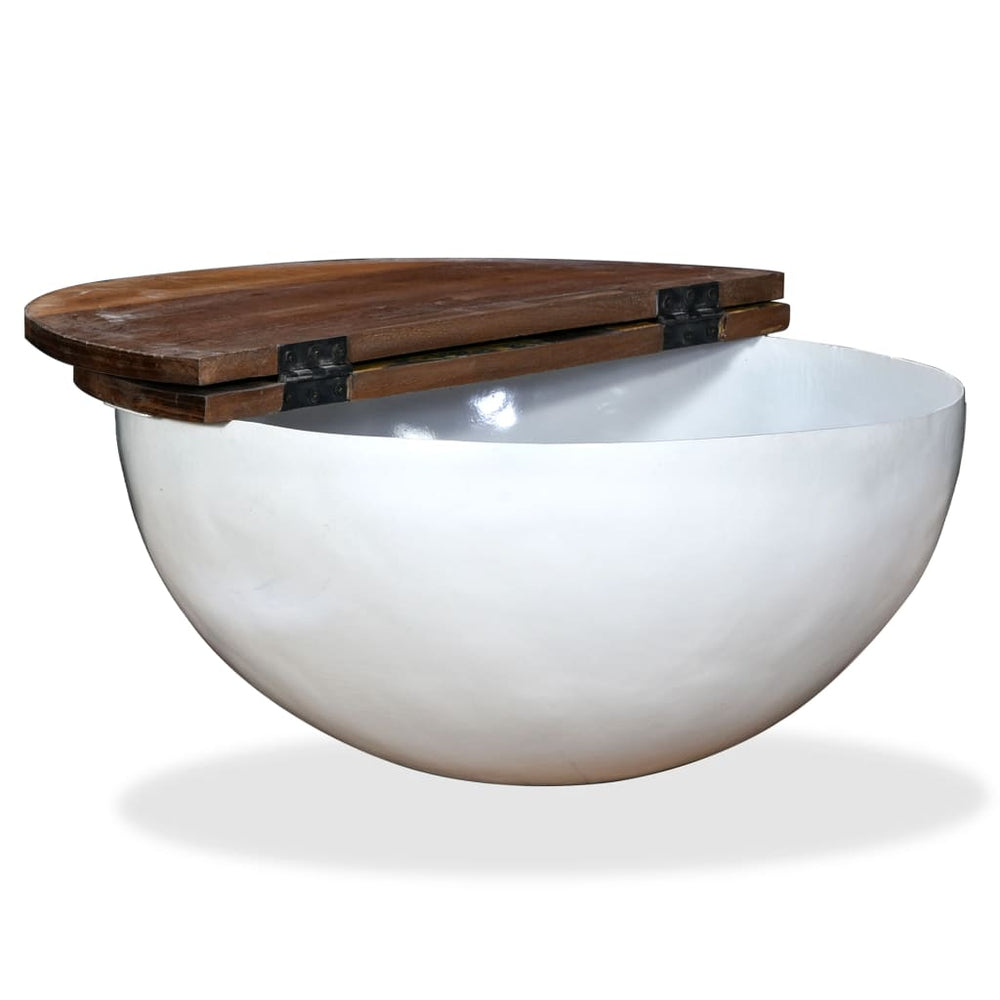 Salontafel komvormig massief gerecycled hout wit MeubelReus
