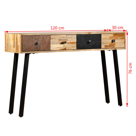 Wandtafel 120x30x76 cm massief gerecycled teakhout MeubelReus
