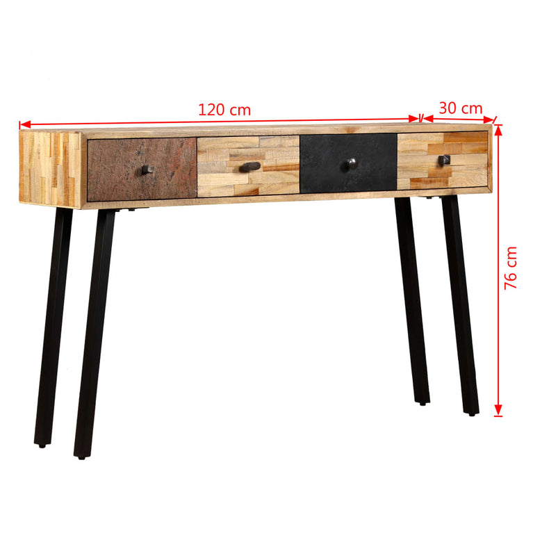 Wandtafel 120x30x76 cm massief gerecycled teakhout MeubelReus