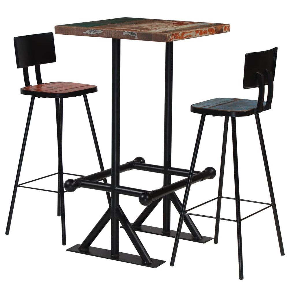 3-delige Barset massief gerecycled hout meerkleurig MeubelReus