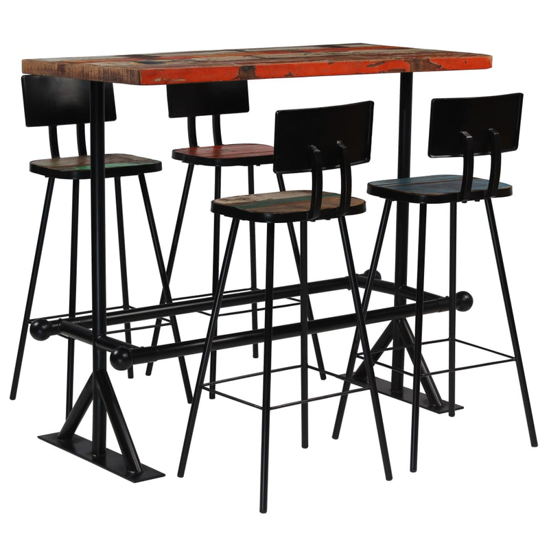 5-delige Barset massief gerecycled hout meerkleurig MeubelReus