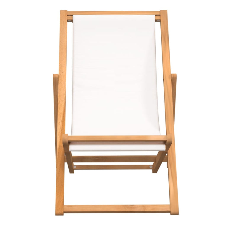 Ligstoel 56x105x96 cm teakhout crème MeubelReus