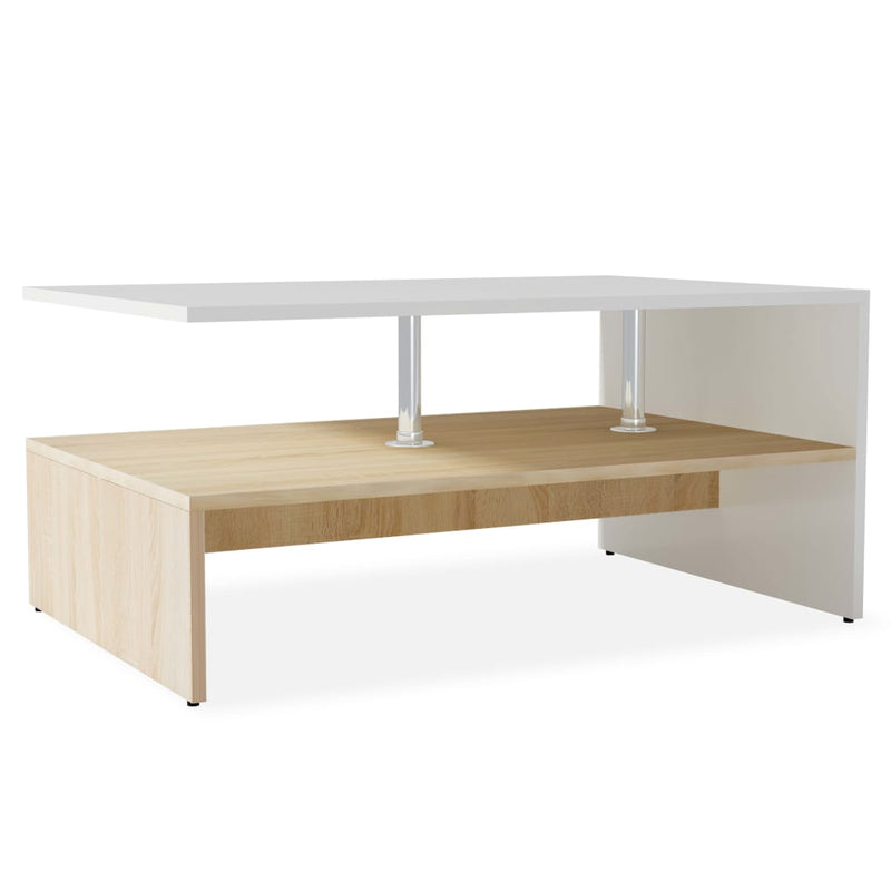 Salontafel 90x59x42 cm spaanplaat eiken en wit MeubelReus
