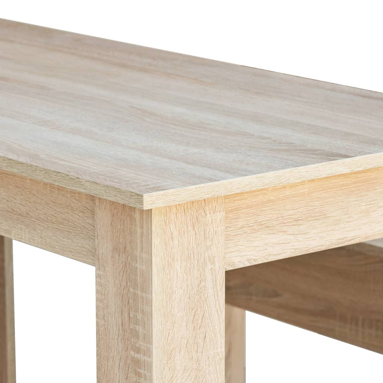 Eettafel en banken spaanplaat eikenkleur 3 st MeubelReus