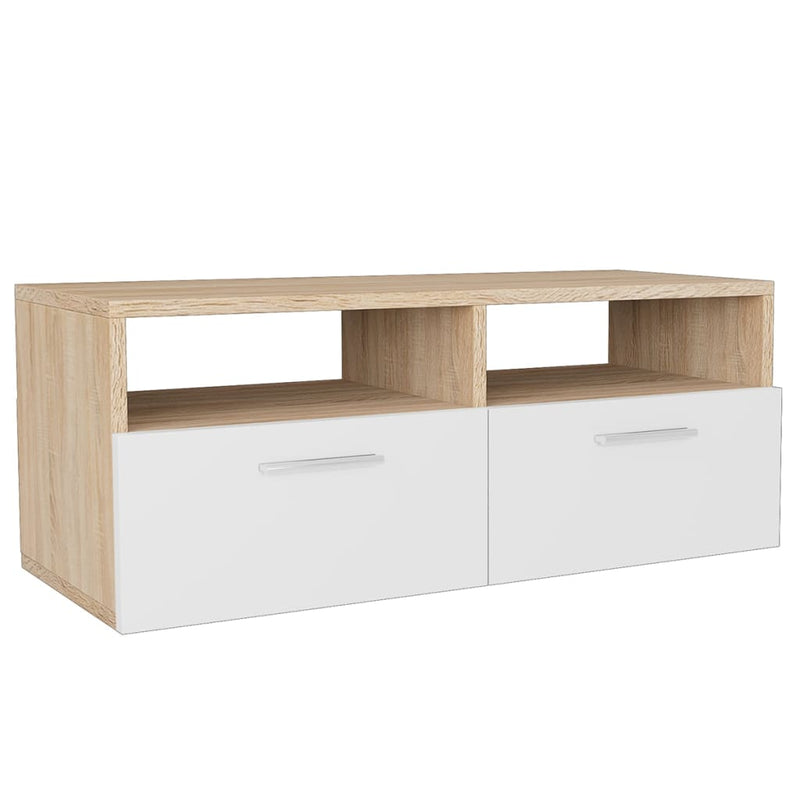 Tv-meubel 95x35x36 cm spaanplaat eikenkleurig en wit MeubelReus